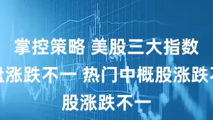 掌控策略 美股三大指数收盘涨跌不一 热门中概股涨跌不一