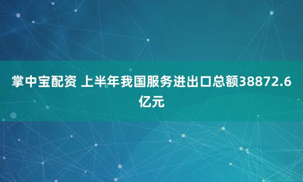 掌中宝配资 上半年我国服务进出口总额38872.6亿元